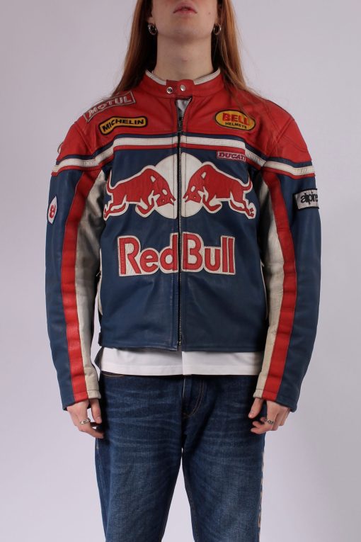 REDBULL Racing Tricolor Leather Motorcycle Jacket