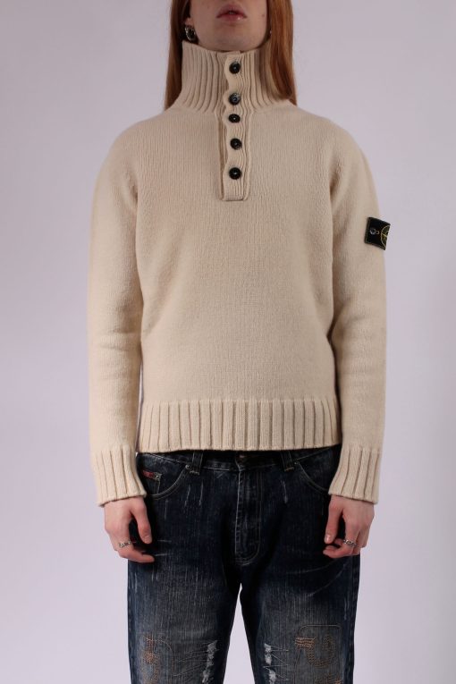 STONE ISLAND Green badge Buttoned Sweater