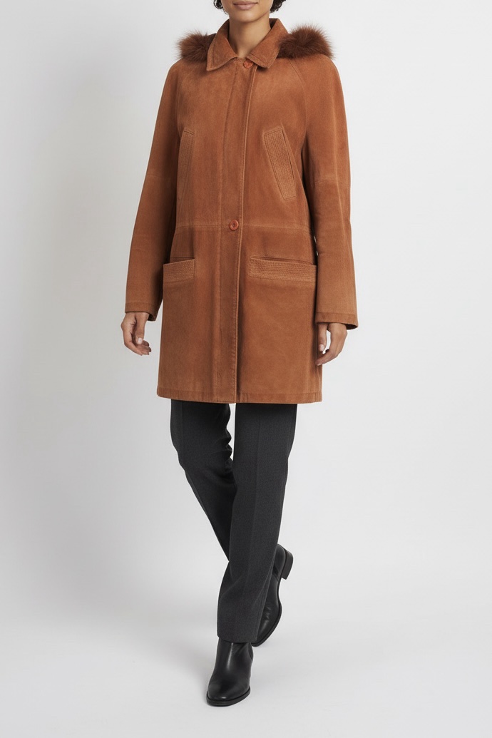 BURBERRY Vintage Hooded Shearling Coat