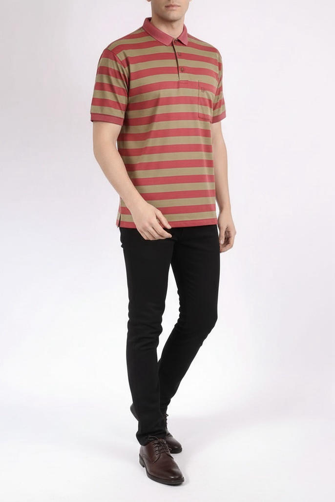 CHRISTIAN DIOR Striped Polo Pink Gold