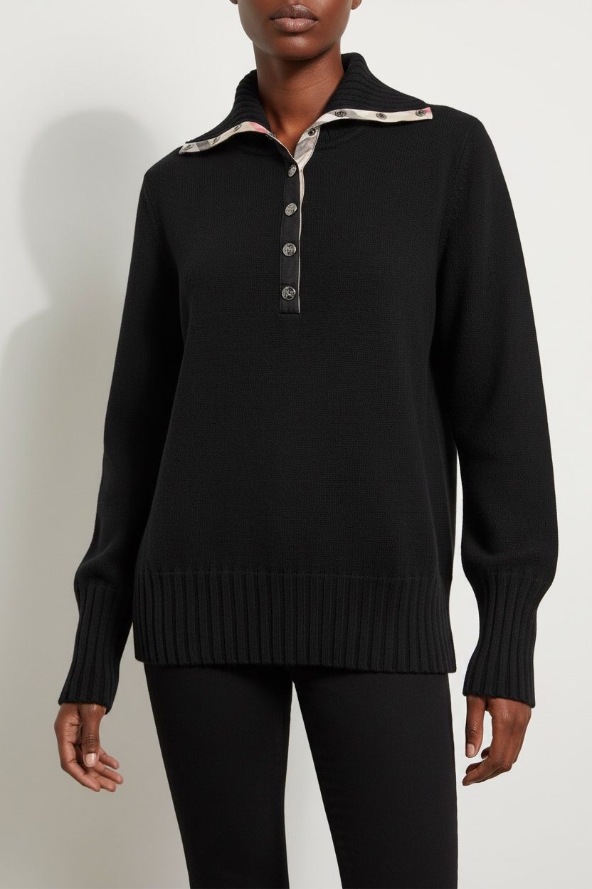 Alternative view of BURBERRY Black Cotton Turtleneck Sweater