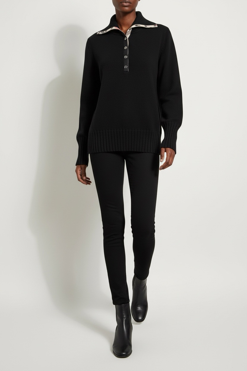 BURBERRY Black Cotton Turtleneck Sweater