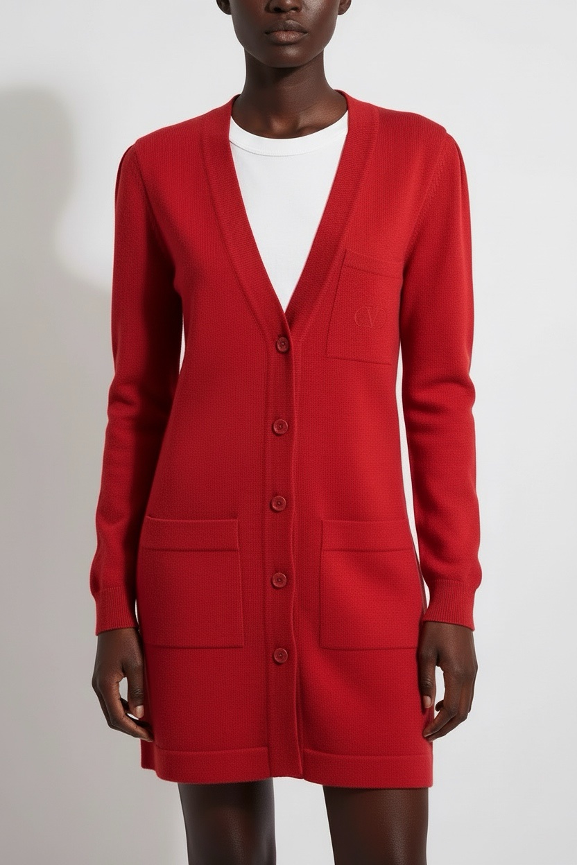 Alternative view of VALENTINO Red logo cardigan dress