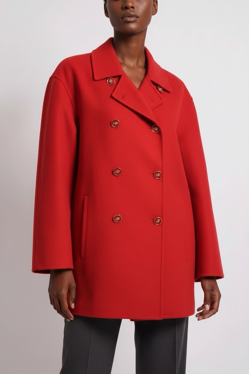 SALVATORE FERRAGAMO Wool Coat double-breasted gold buttons