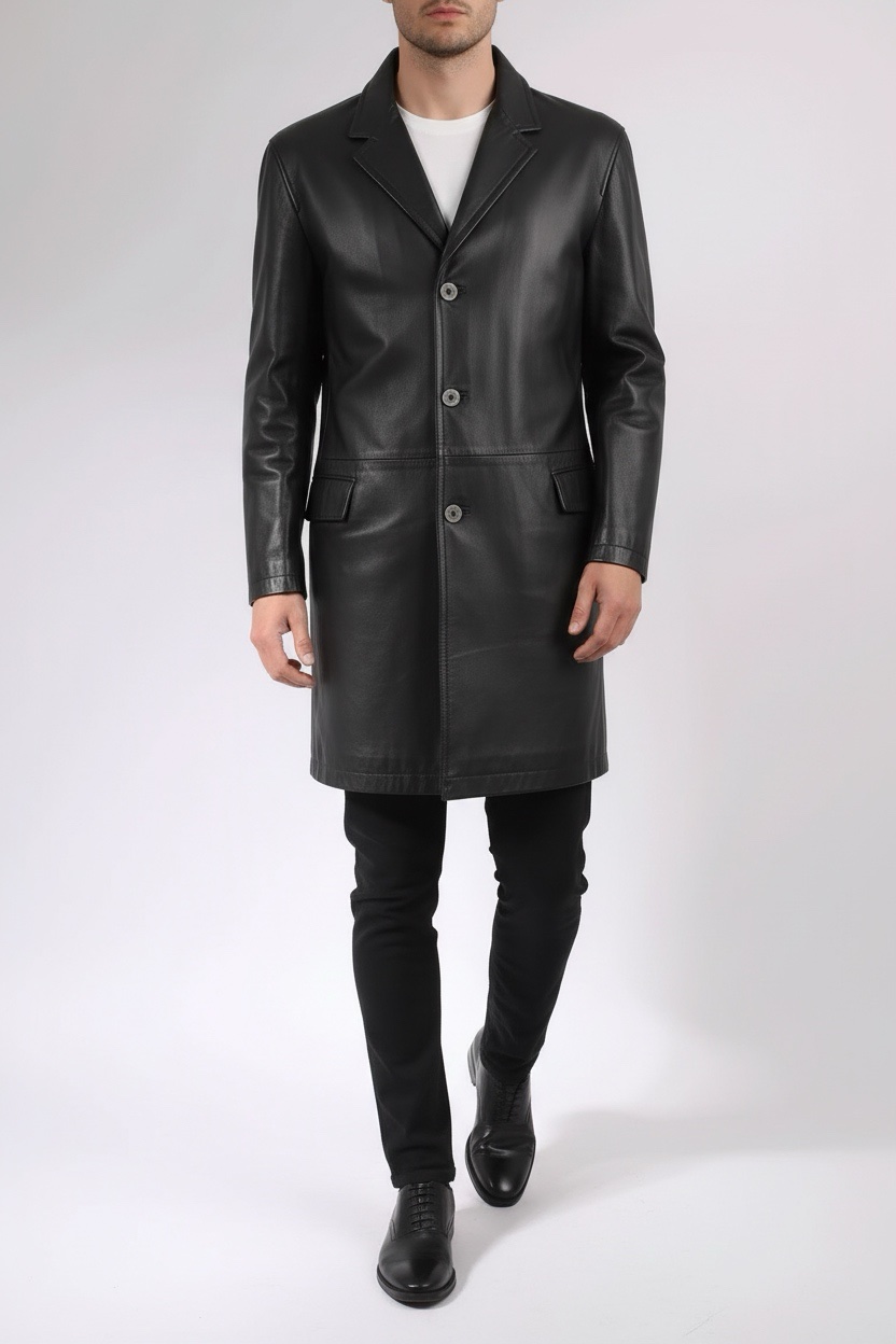 VERSACE Real leather trenchcoat