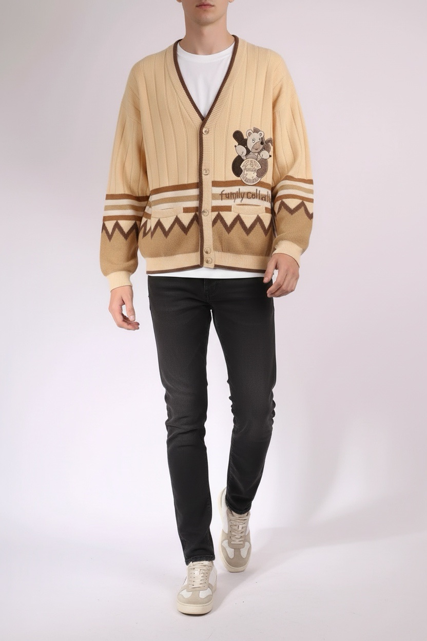 CASTELBAJAC Wool Cardigan Bear Embroidery
