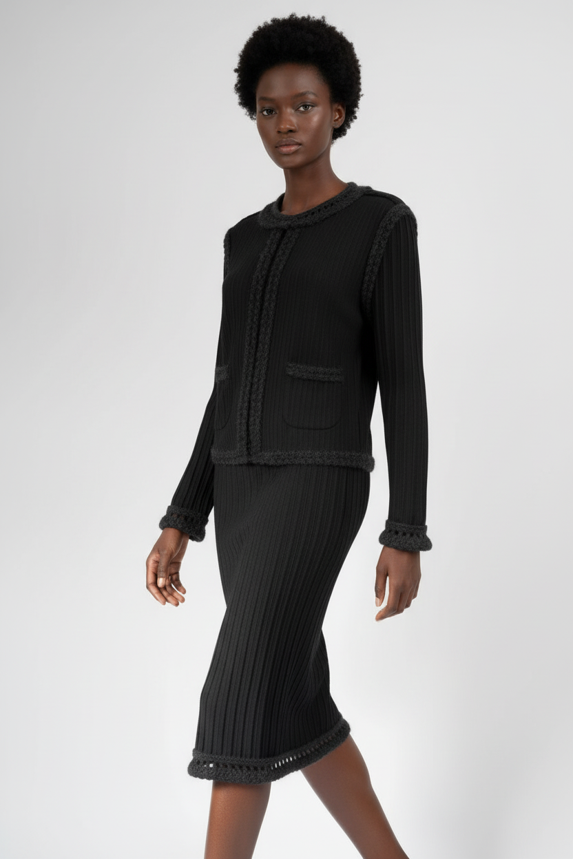 CHANEL Vintage Dress 2010 Black Wool Mohair