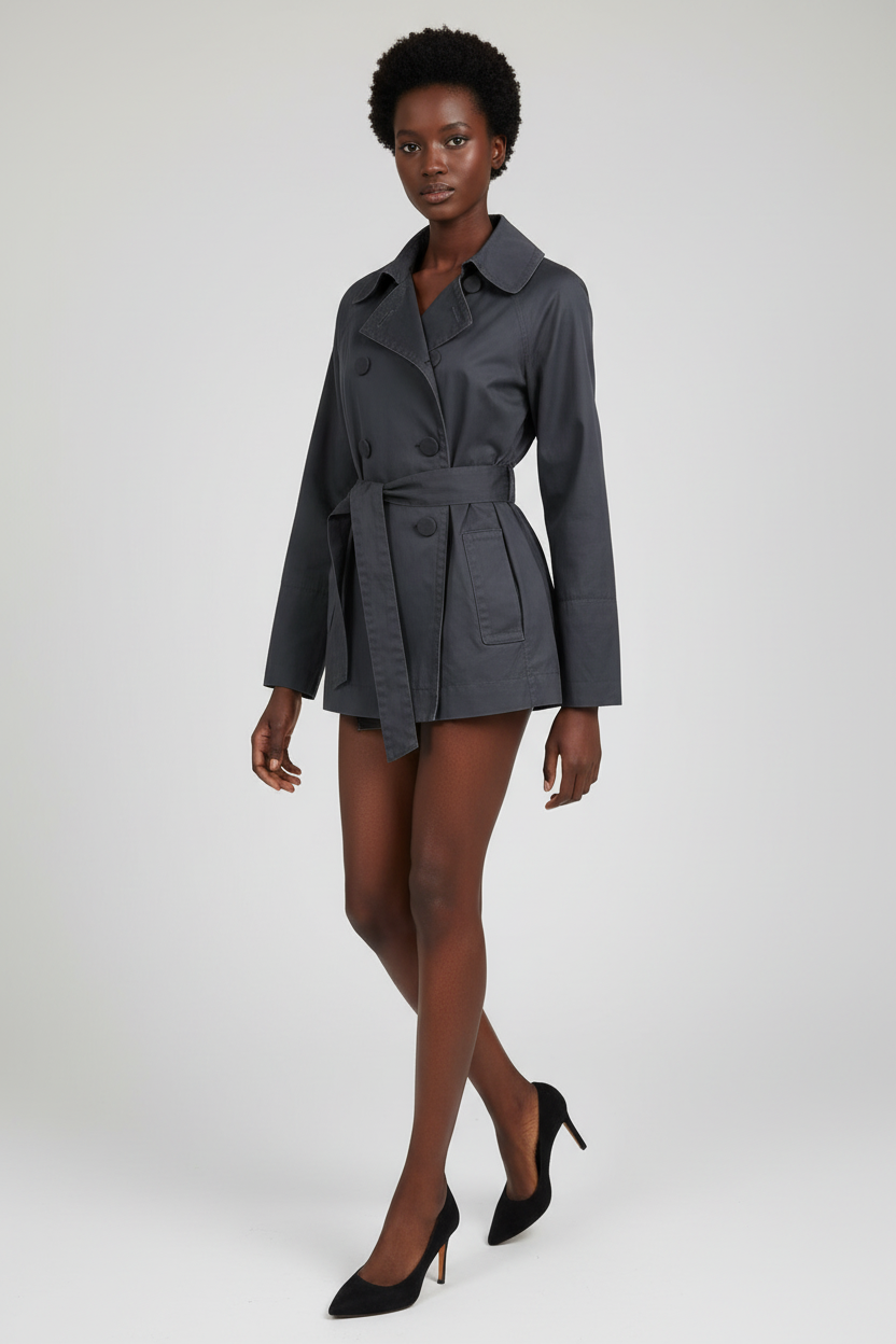 MONCLER Navy cotton trench