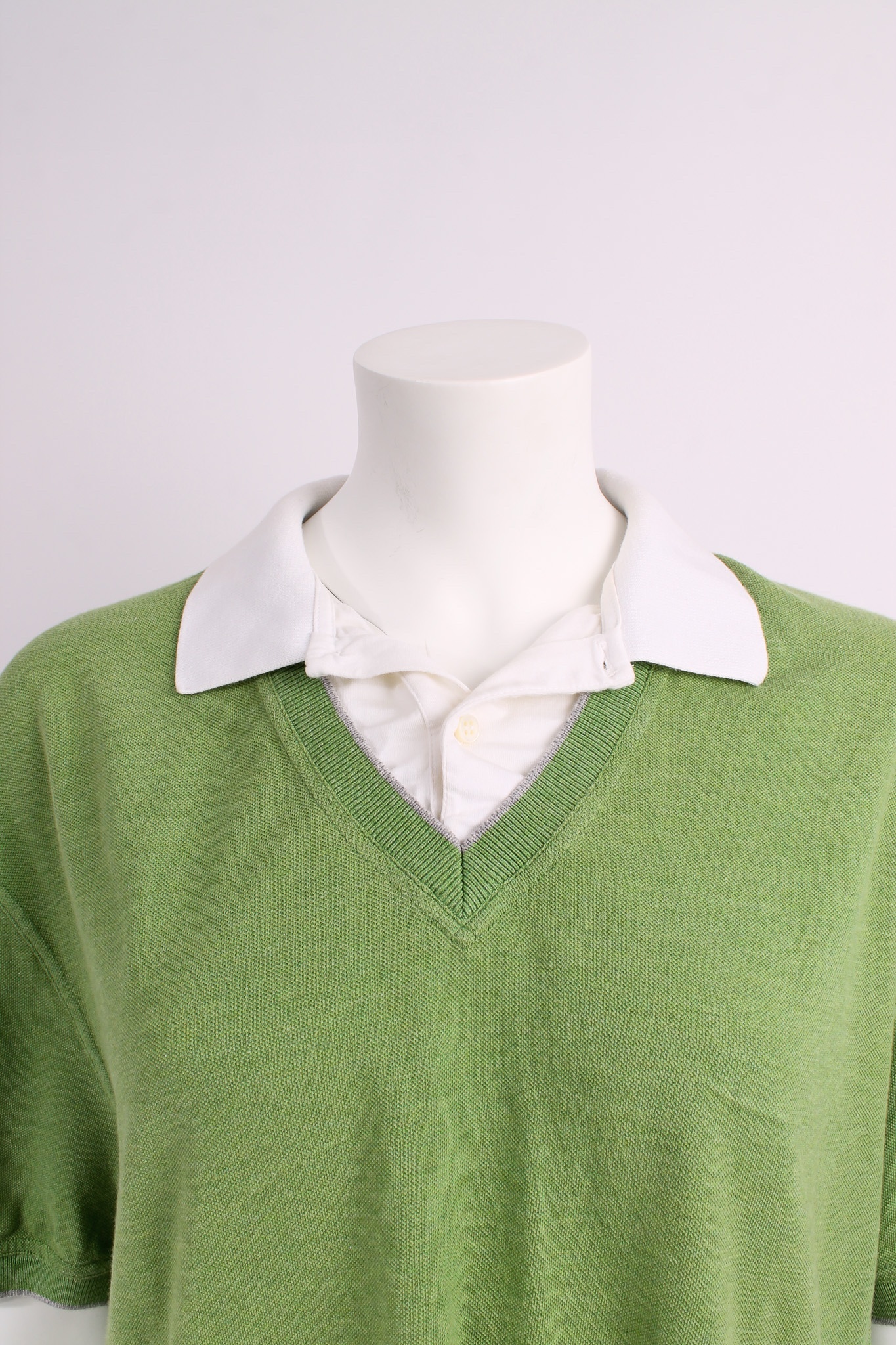 Alternative view of BRUNELLO CUCINELLI Premium Polo Shirt Green V-Neck