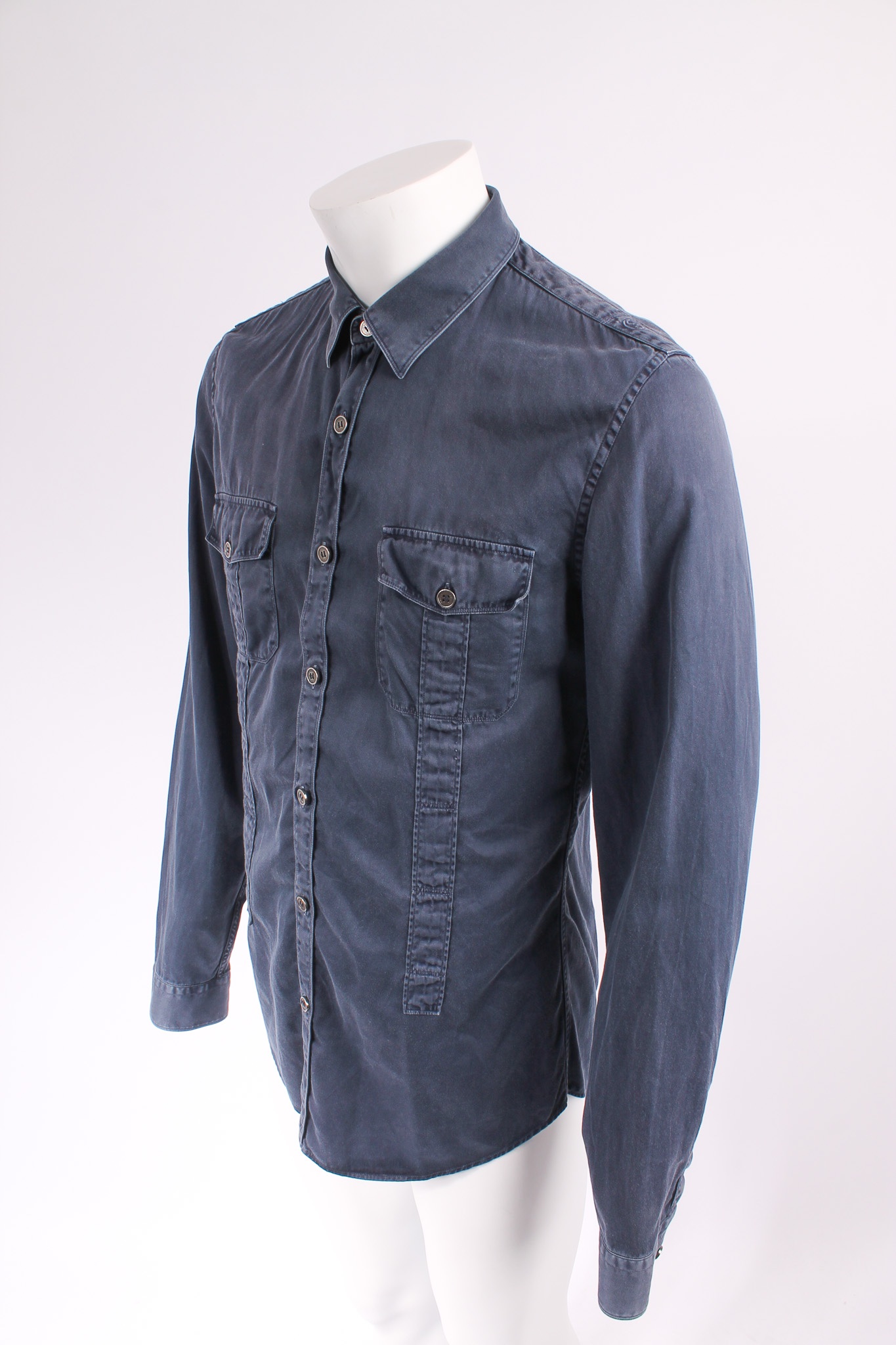 GUCCI Navy Cotton Shirt GG Monogram - immagine 3