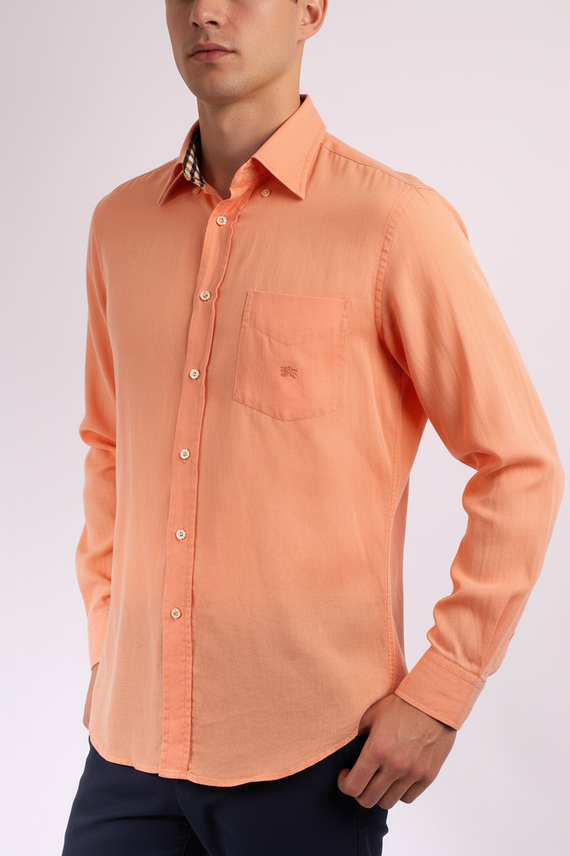 BURBERRY Salmon cotton shirt