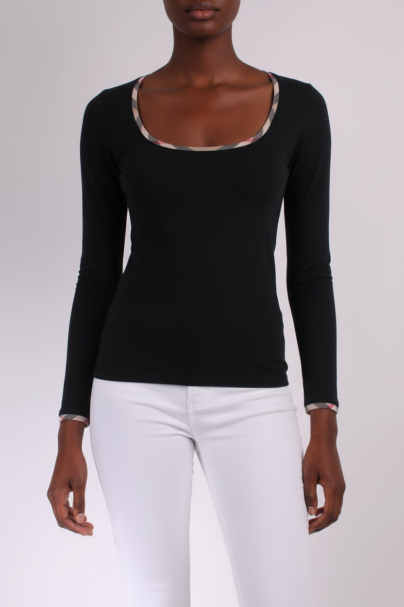 BURBERRY Navy Cotton Stretch Top