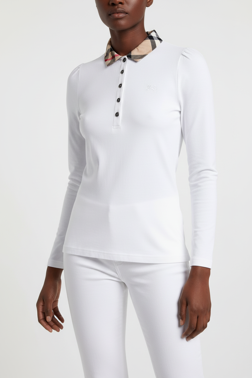 BURBERRY Long Sleeve Polo Shirt Check Collar